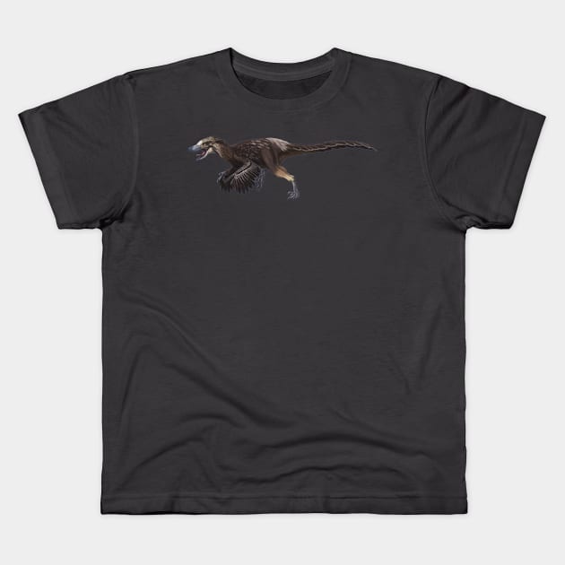 Velociraptor mongoliensis Kids T-Shirt by CoffeeBlack